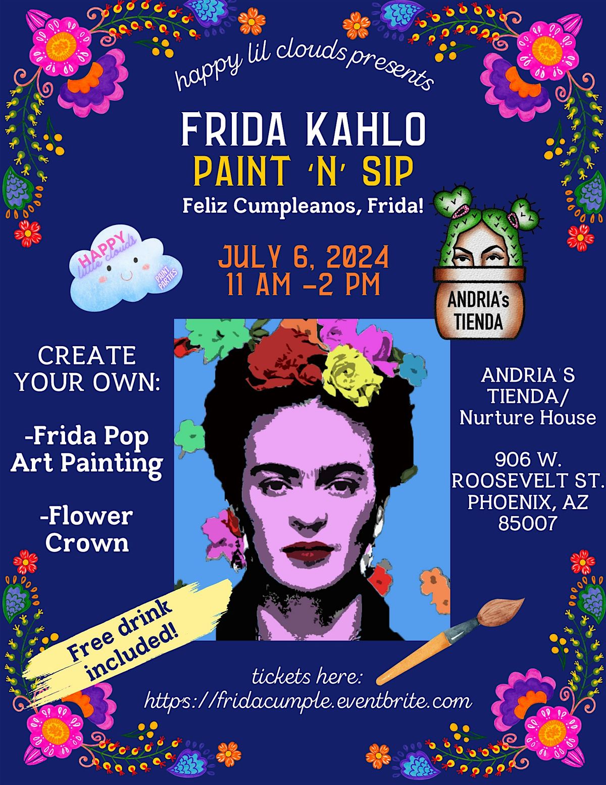Frida Paint and Sip at Nurture House\/Andria's Tienda