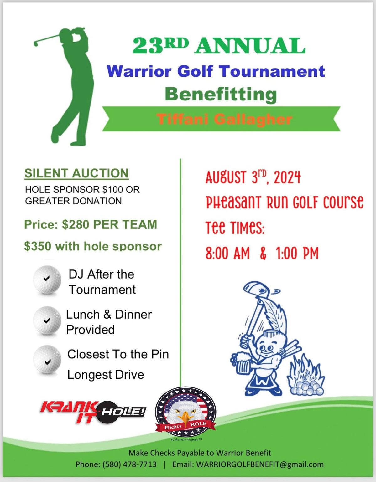 23rd Annual Warrior Golf Tournament Benefiting Tiffani Gallagher, PHEASANT RUN GOLF COURSE
