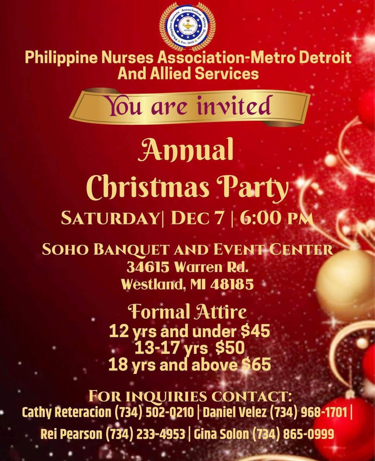 Christmas Party 2024-PNA Metro Detroit & Allied Health Services 