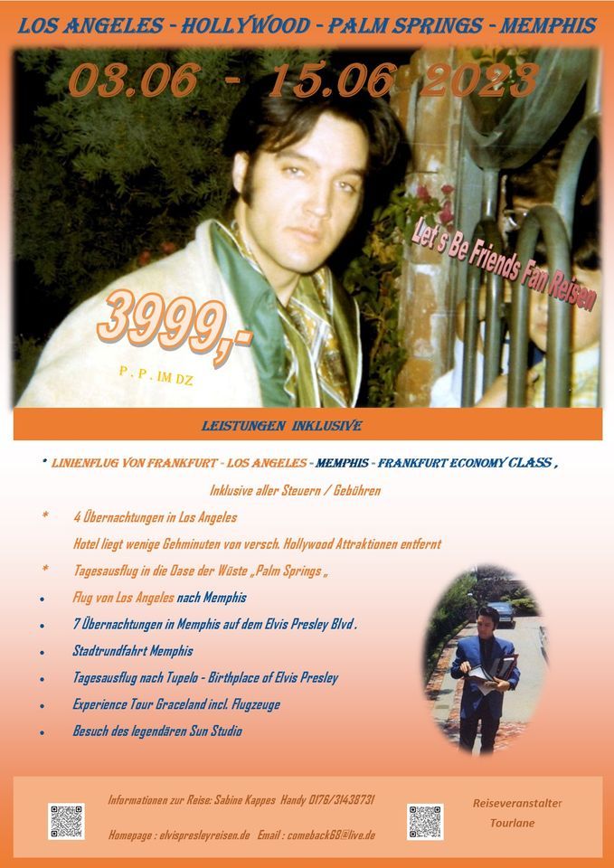 Elvis Fan Reise "Let\u00b4s Be Friends - From Hollywood to Elvis Presley\u00b4s Memphis 