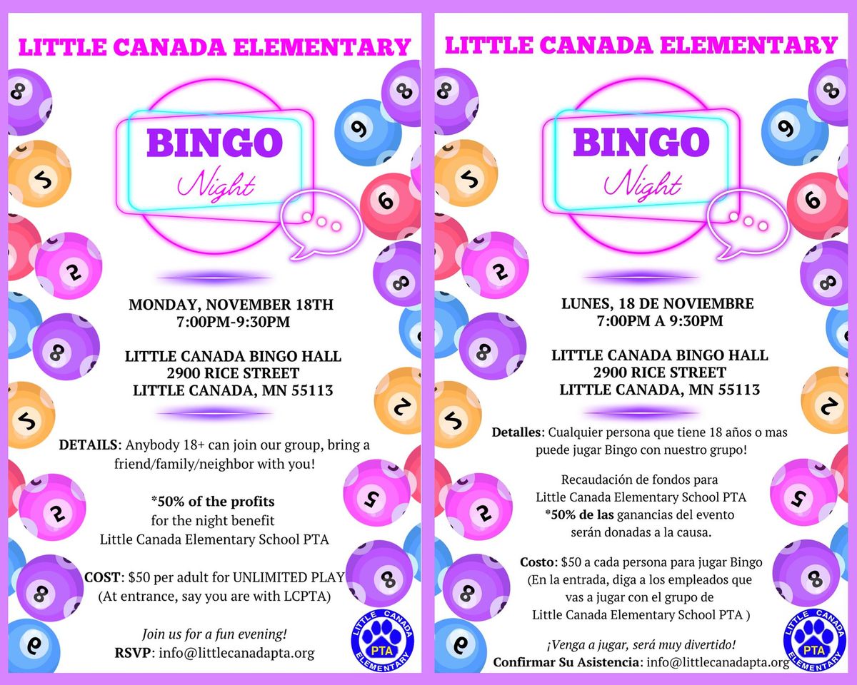 Little Canada Elementary Bingo Night