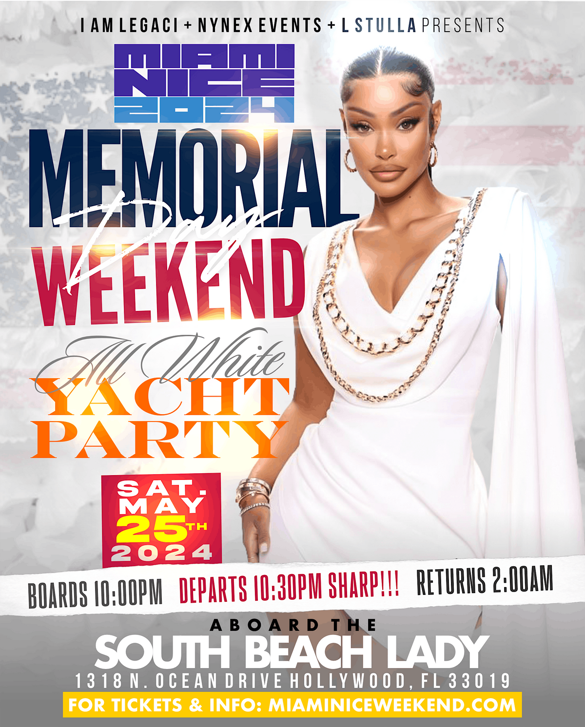 MIAMI NICE 2024 MEMORIAL DAY WEEKEND ANNUAL ALL WHITE YACHT PARTY