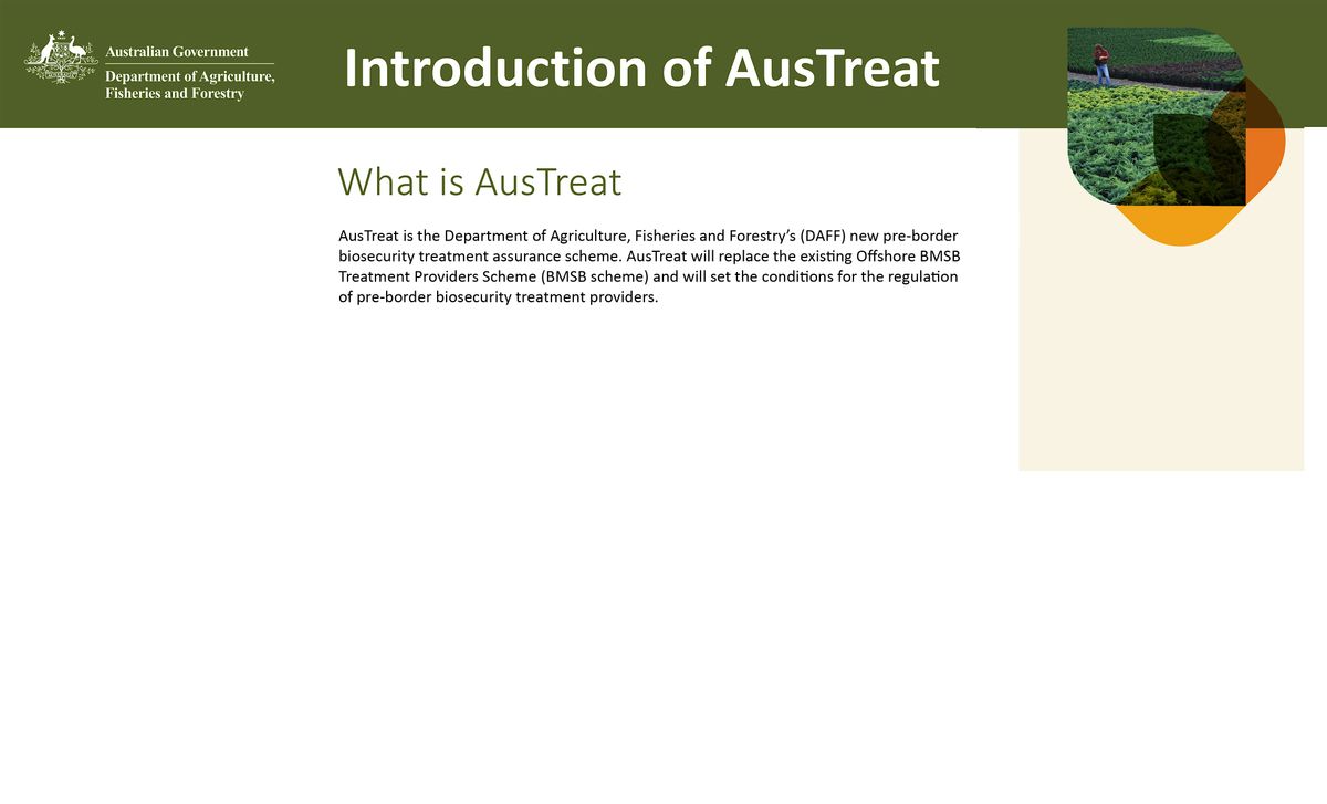 AusTreat: Australia\u2019s new pre-border treatment provider assurance scheme
