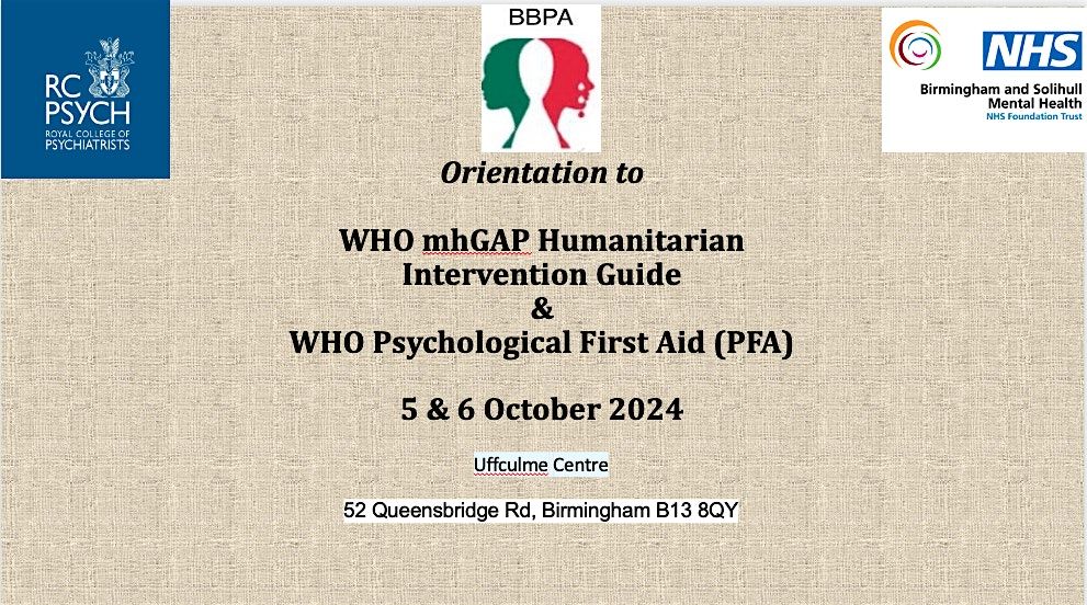 Orientation WHO mhGAP Intervention Guide & Psychological First Aid