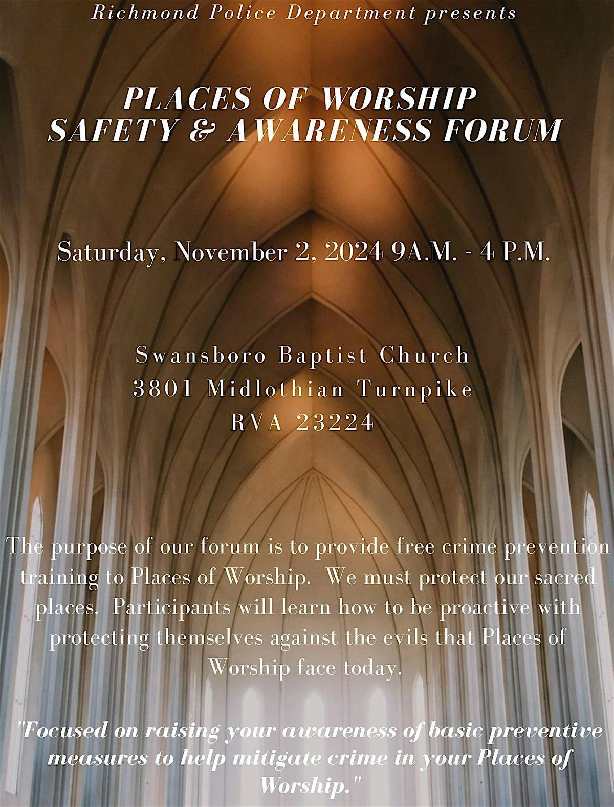 Richmond Police Department Places of Worship Safety and Awareness Forum