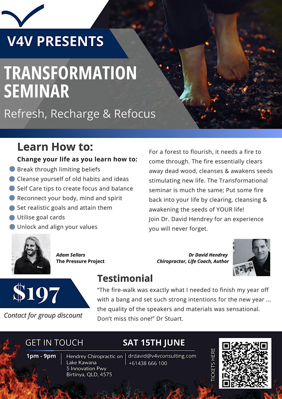 Transformation Seminar & Firewalk: Refresh, Recharge, & Refocus