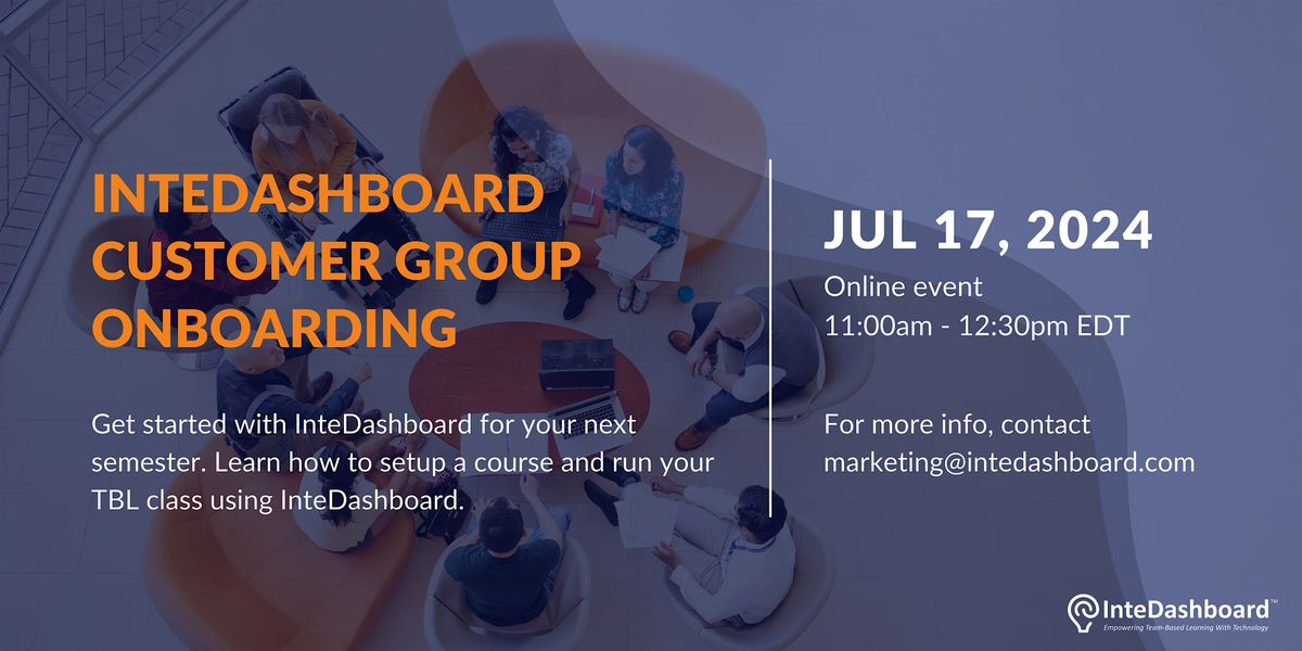 InteDashboard Customer Group Onboarding