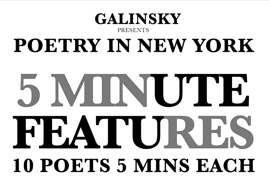 Galinsky's Poetry in New York! Thurs August 1st, 8-9:30pm at Book Club Bar!