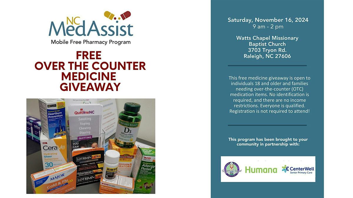 Wake County Over-the-Counter Medicine Giveaway  and Community Event