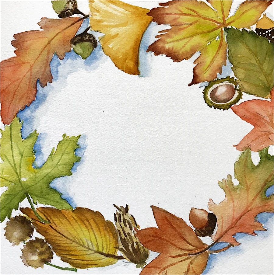 Fall Leaves, Watercolor with Heidi