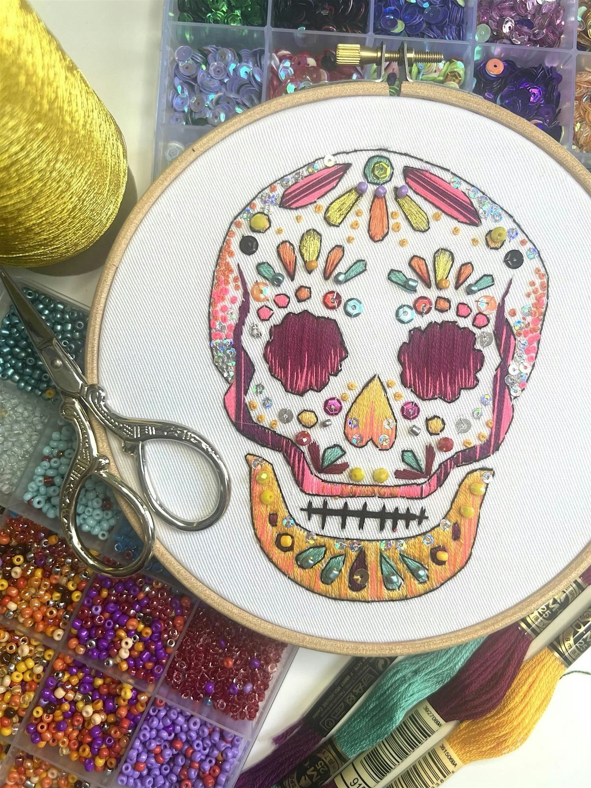 Halloween  Embroidery Workshop at The Winchester, Highgate