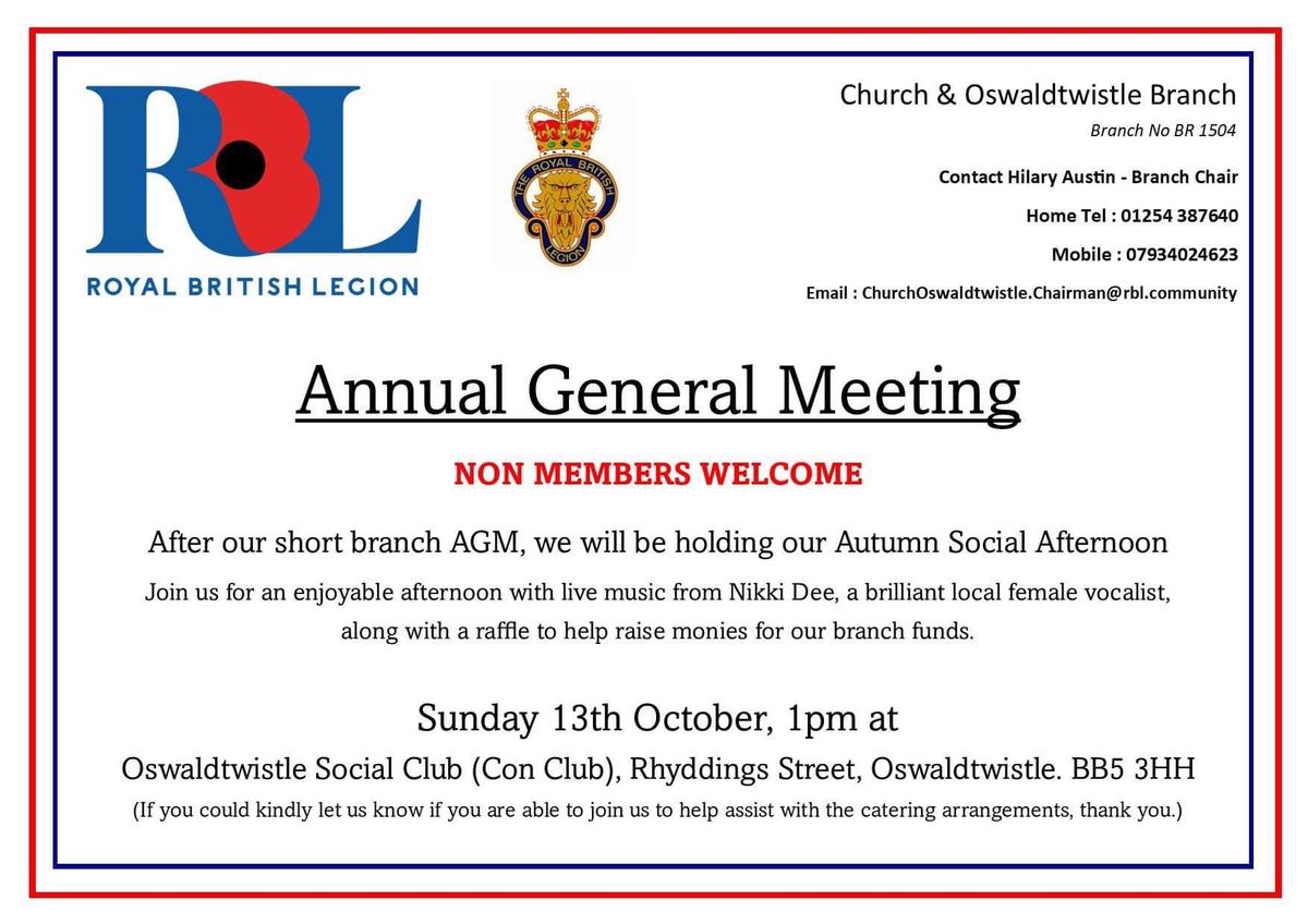 Church and Oswaldtwistle RBL AGM