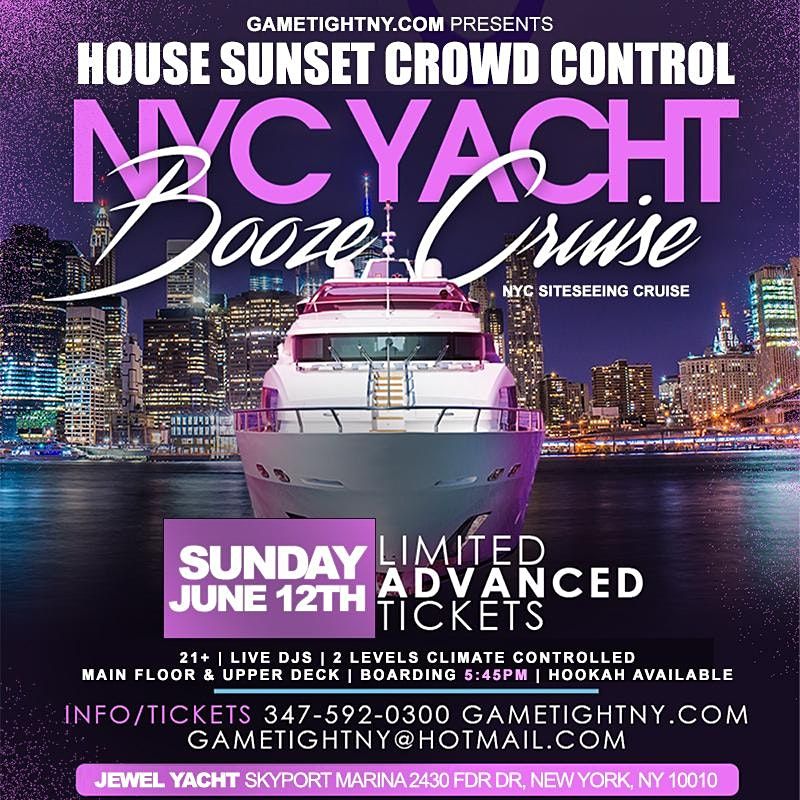 House Sunday Sunset Crowd Control Jewel Yacht Party Cruise at Skyport