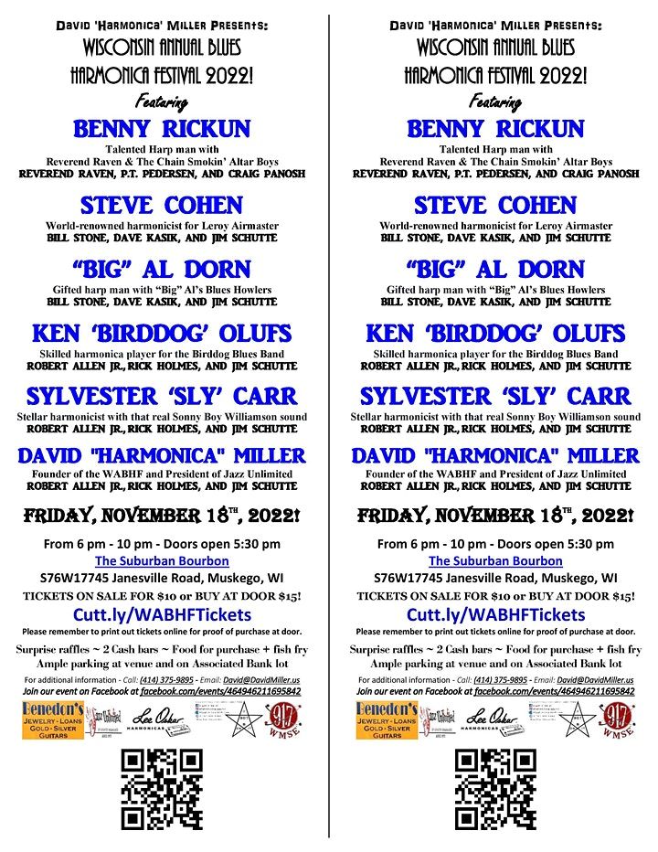 Wisconsin Annual Blues Harmonica Festival 2022, The Suburban Bourbon
