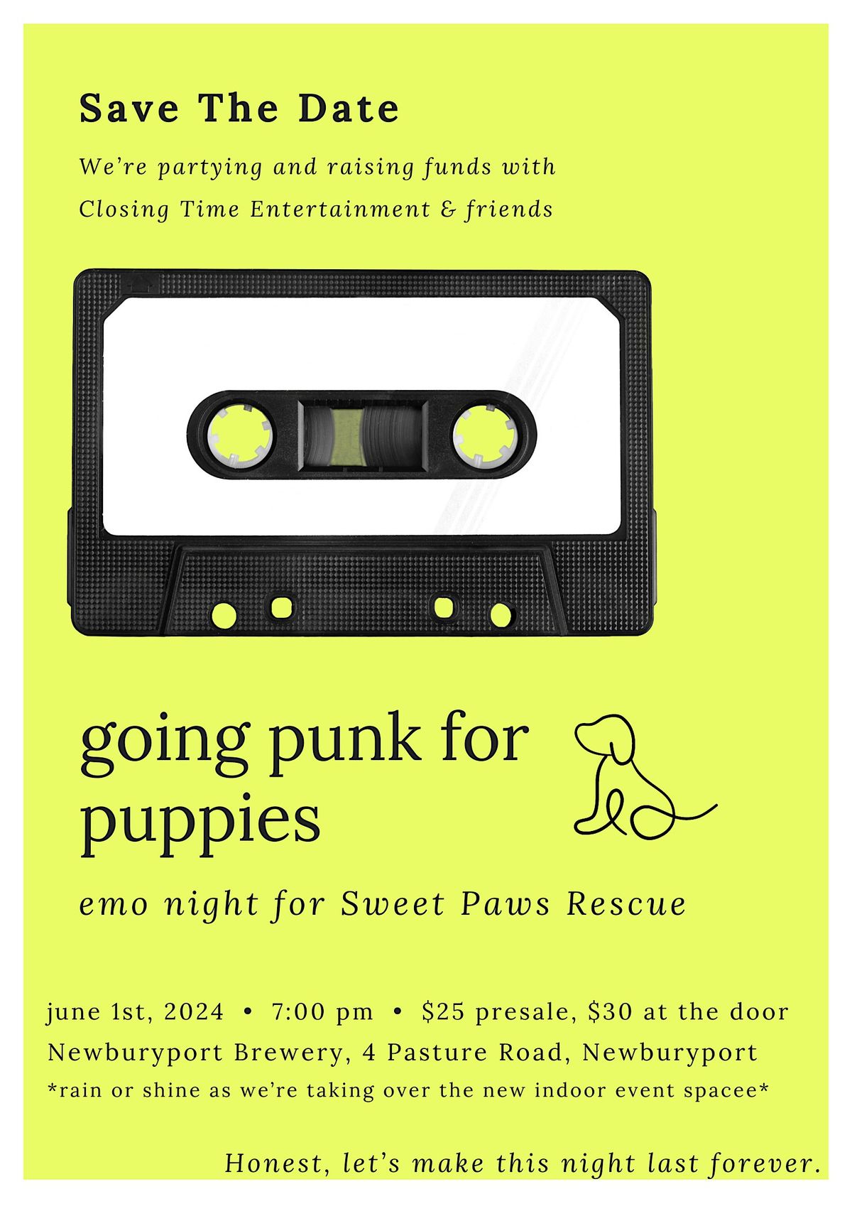 EMO NIGHT COMES TO NBPT a benefit for Sweet Paws Rescue