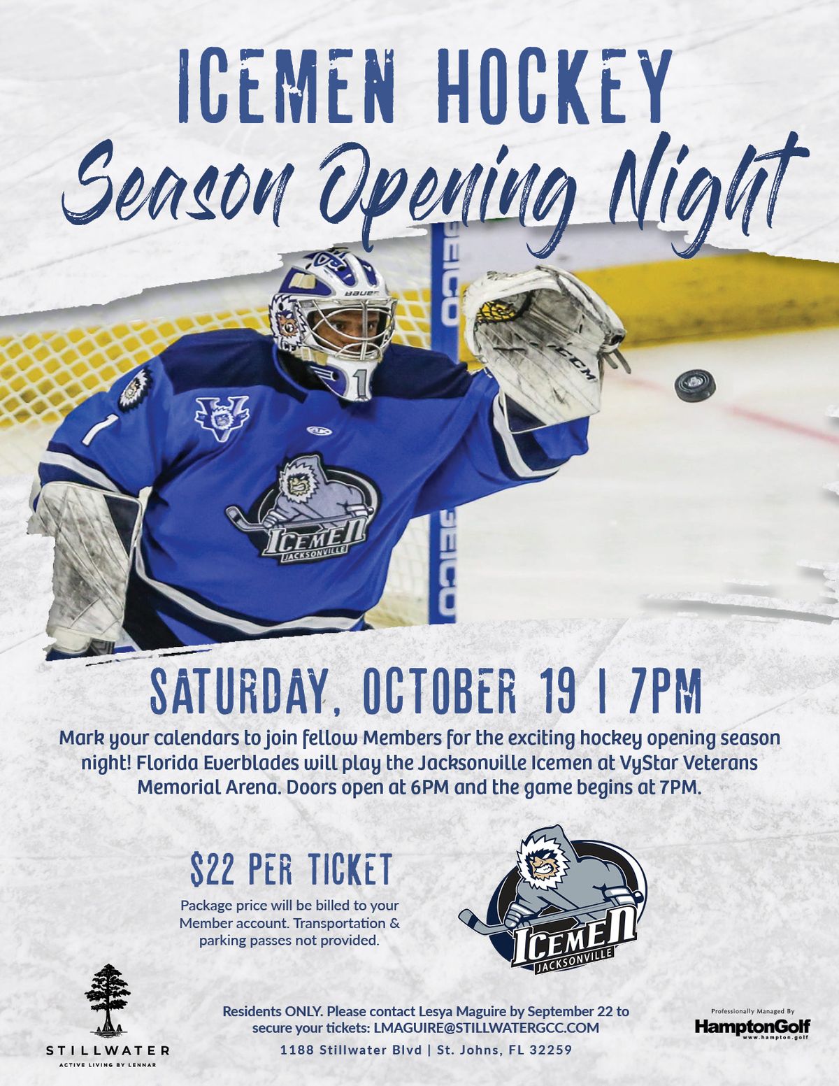 SOLD OUT - Jacksonville Icemen Season Opening Night (Resident Event)