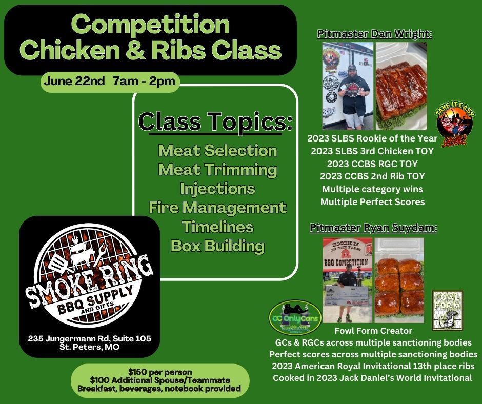 Competition Chicken and Ribs Class @ Smoke Ring BBQ Supply