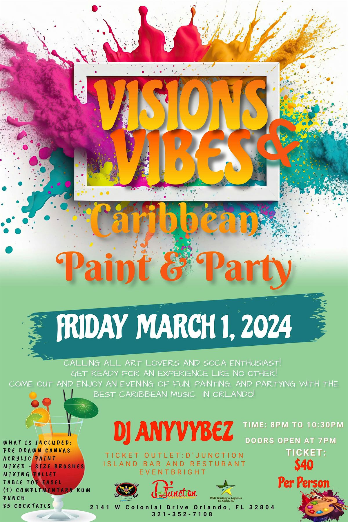 Visions & Vibes Caribbean Paint & Party Rep Yo Flag Carnival Edition