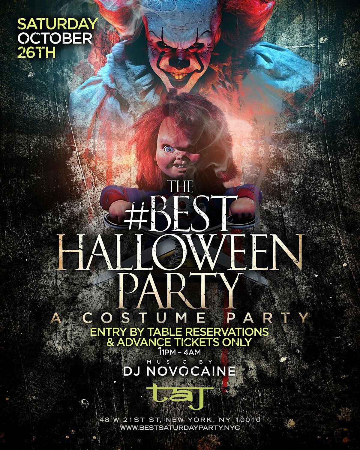 The #BestHalloweenParty at Taj \u2022 FREE Drink for Ladies 11 \u2013 12! 11pm \u2013 4am!