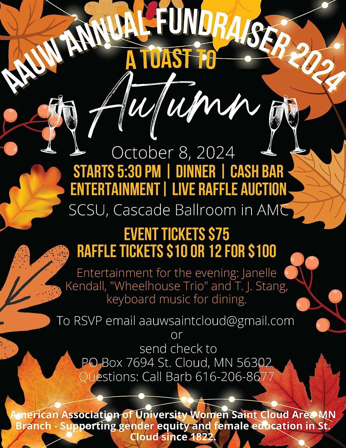 AAUW Annual Fundraiser 2024 - A Toast To Autumn