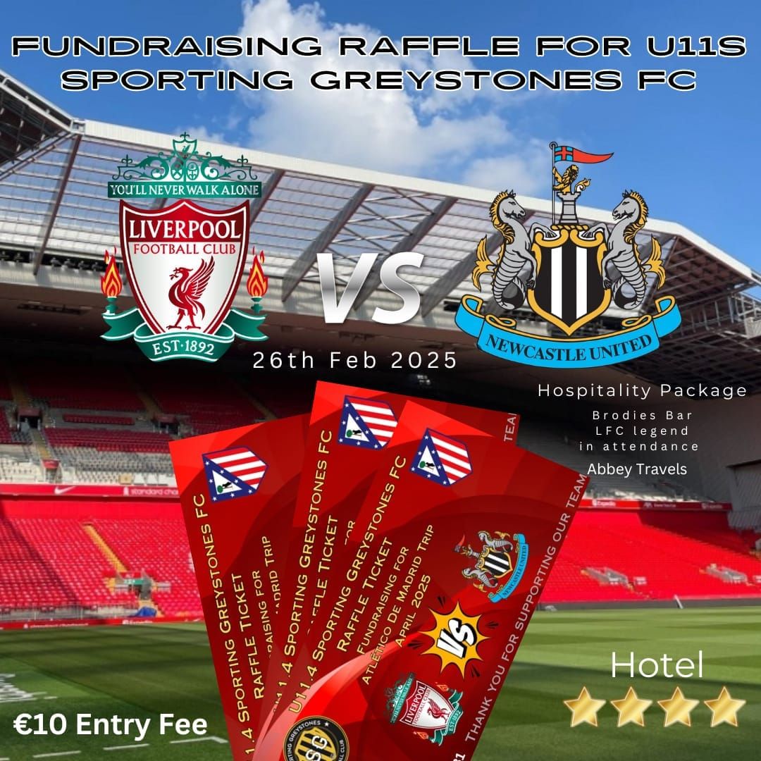 Match Day Raffle Premier League Hospitality Package- Liverpool v Newcastle Feb 2025