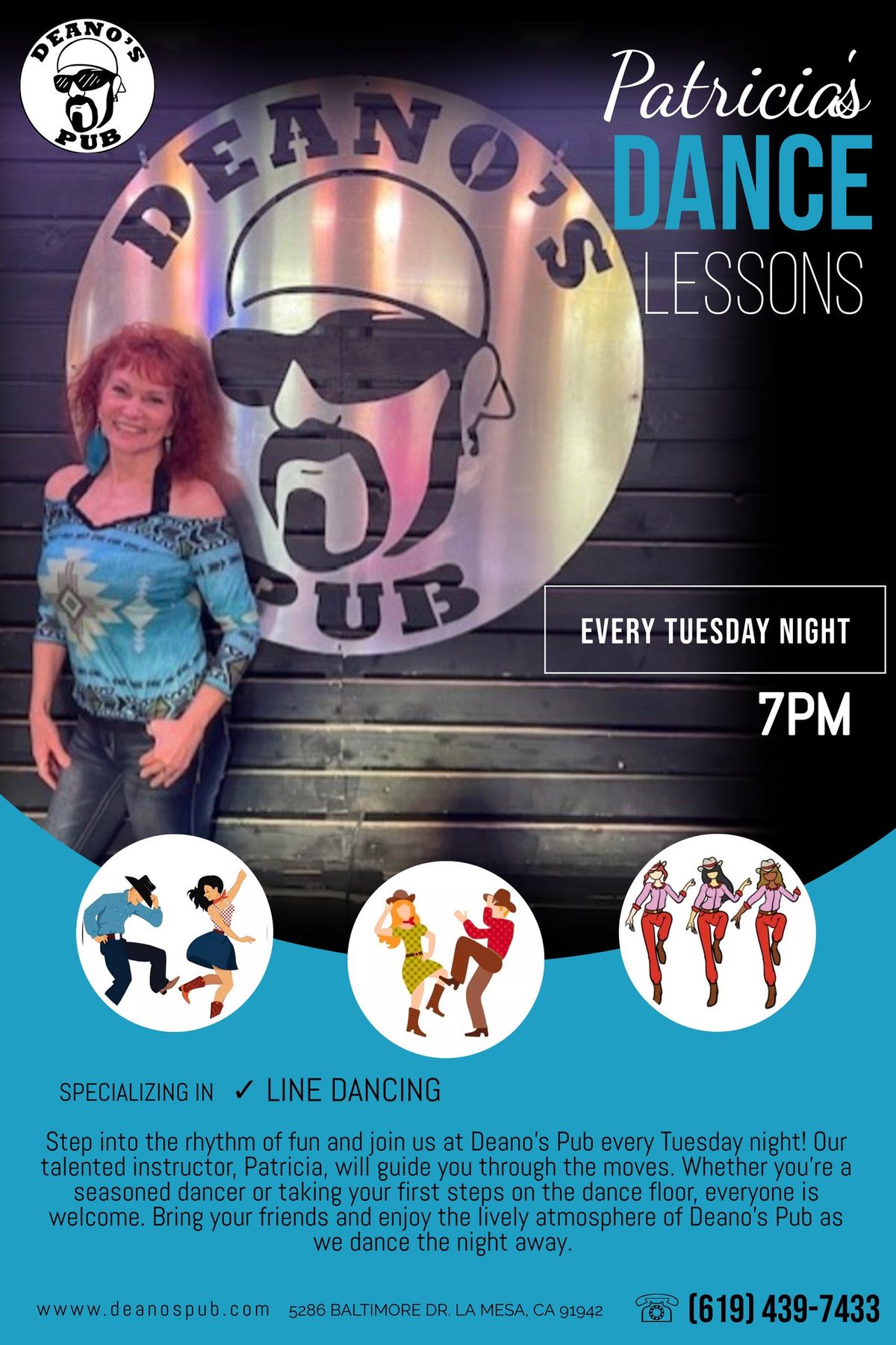 Deano's Pub - Free Line Dance lessons with Patricia