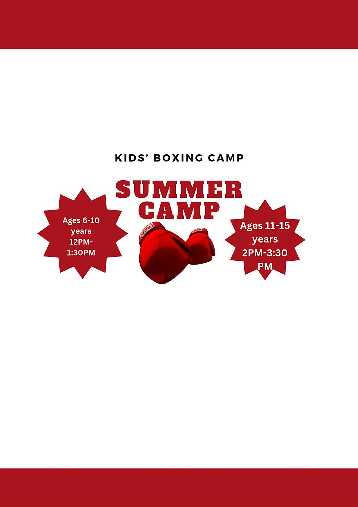 August Kids Summer Boxing Week Ages 6-10
