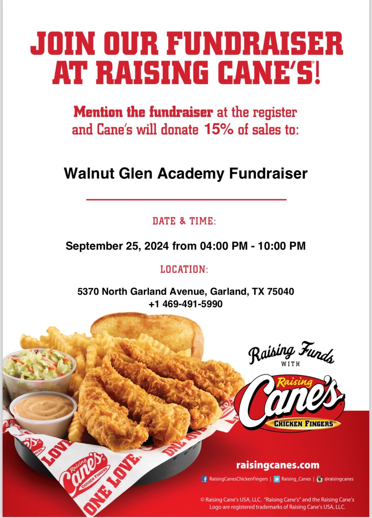 WGA PTA Raising Cane\u2019s Fundraiser