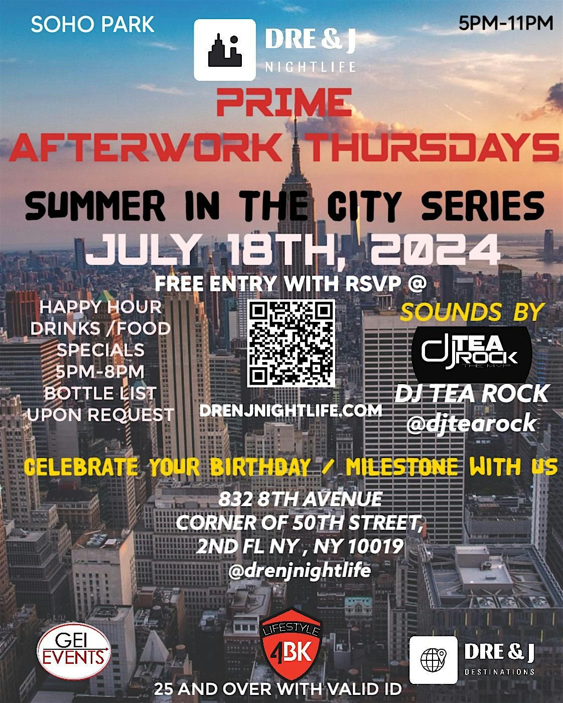 DRE & J NIGHTLIFE presents PRIME AFTERWORK THURSDAYS