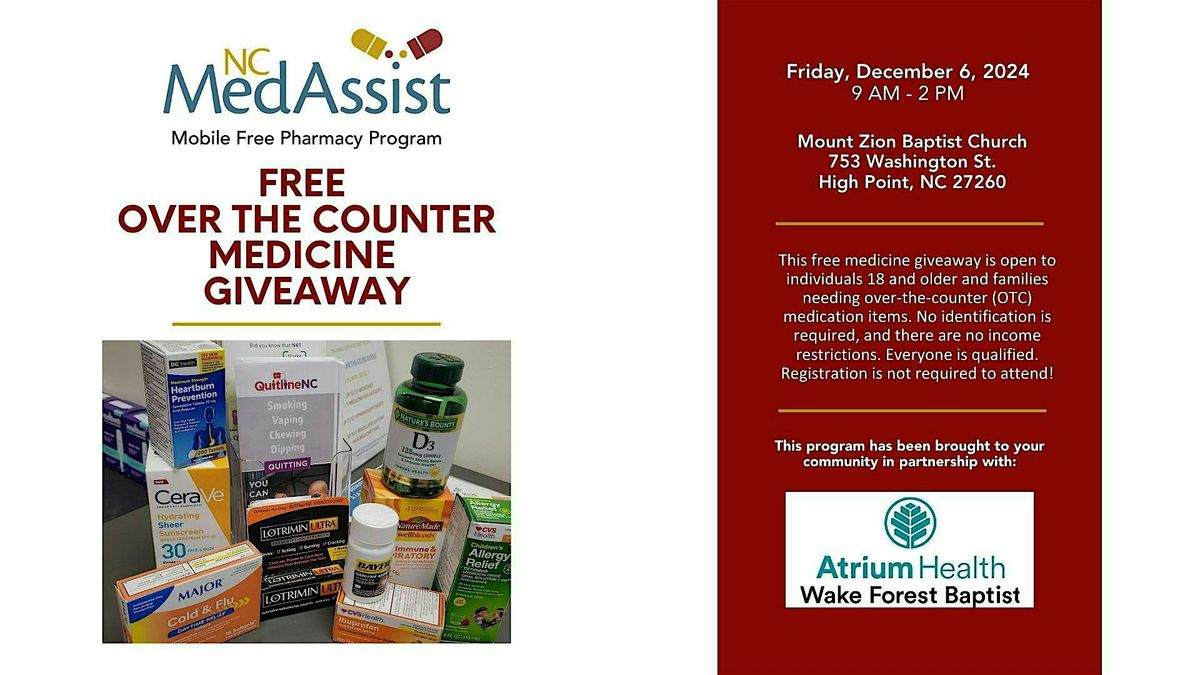 Guilford County Over-the-Counter Medicine Giveaway  and Community Event