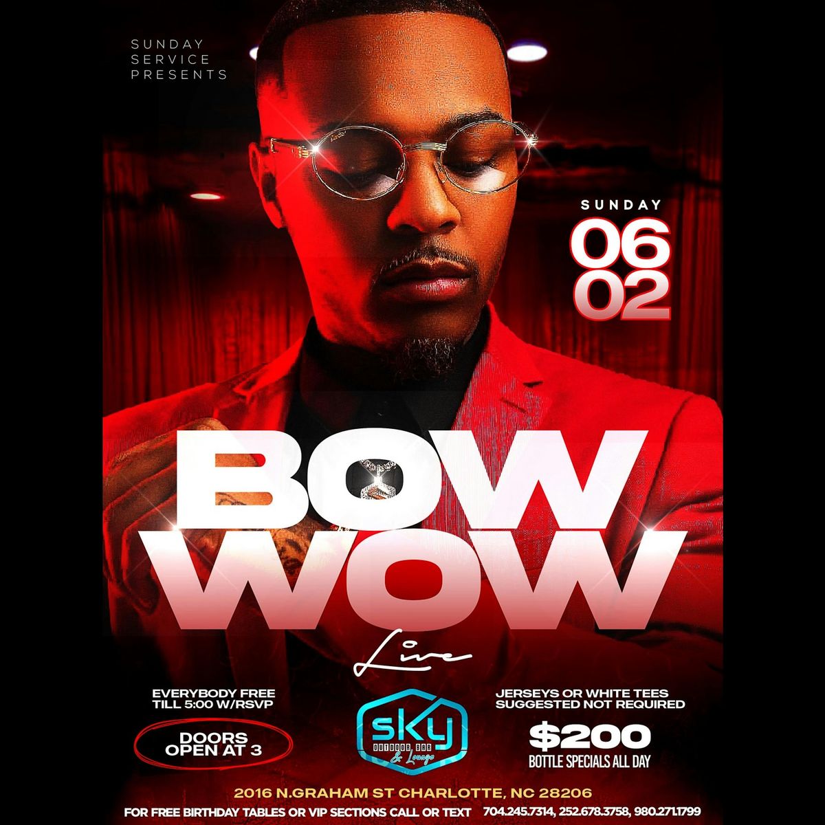 SUNDAY FUNDAYS ARE BACK! BOW WOW THIS SUNDAY AT SKY PATIO BAR IN CHARLOTTE
