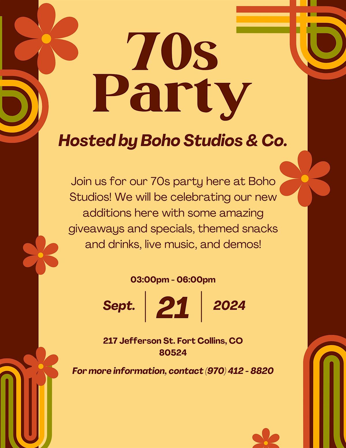 70s Party at Boho Studios & Co.