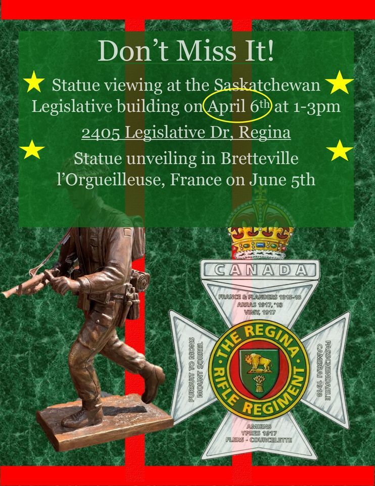 Royal Regina Rifle memorial statue viewing in Regina!