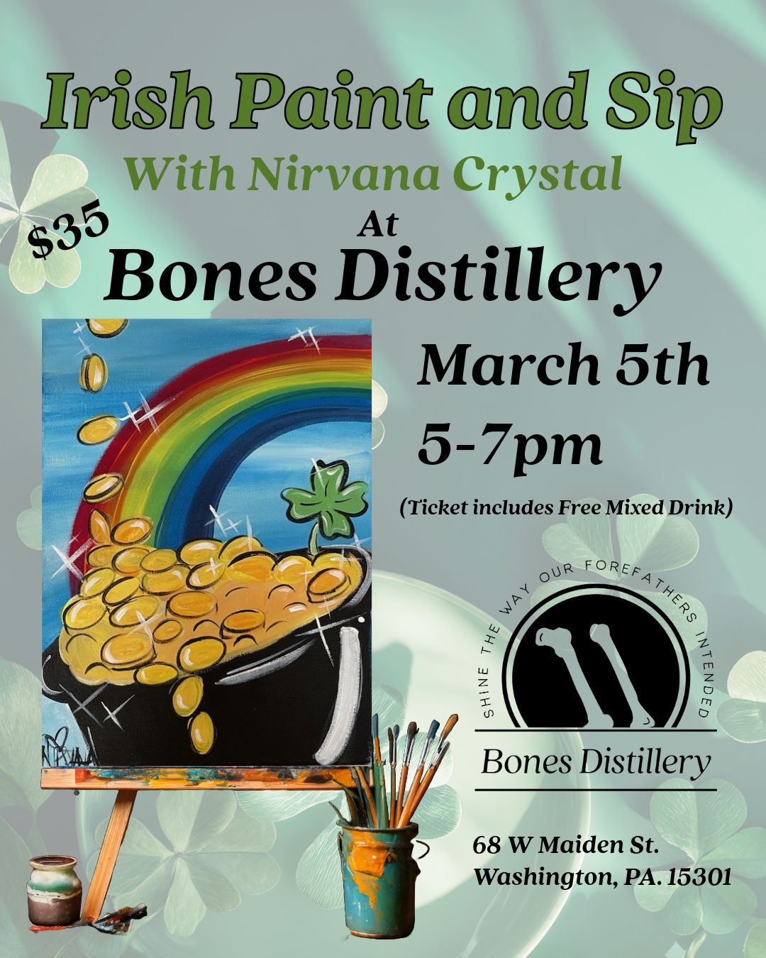 Paint and Sip with Nirvana Crystal Art at Bones Distillery