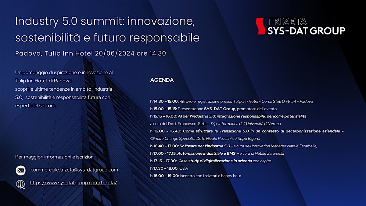 Industry 5.0 summit: innovazione, sostenibilit\u00e0 e futuro responsabile