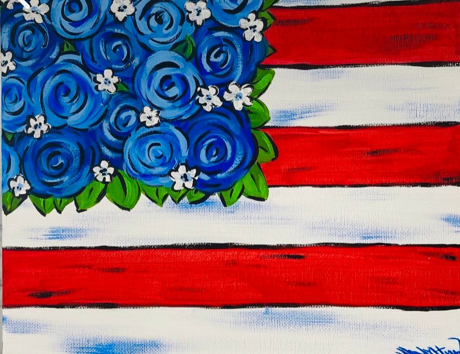 Floral Flag Painting Class  $35  6-3-24  6:30-8:30