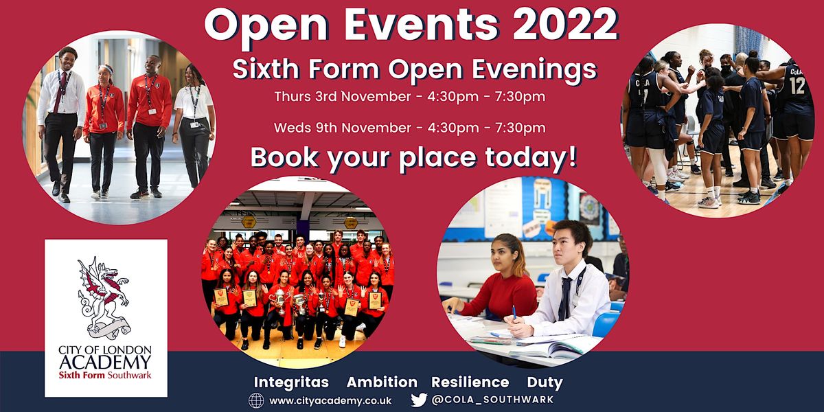 City of London Academy Sixth Form Open Events 2022