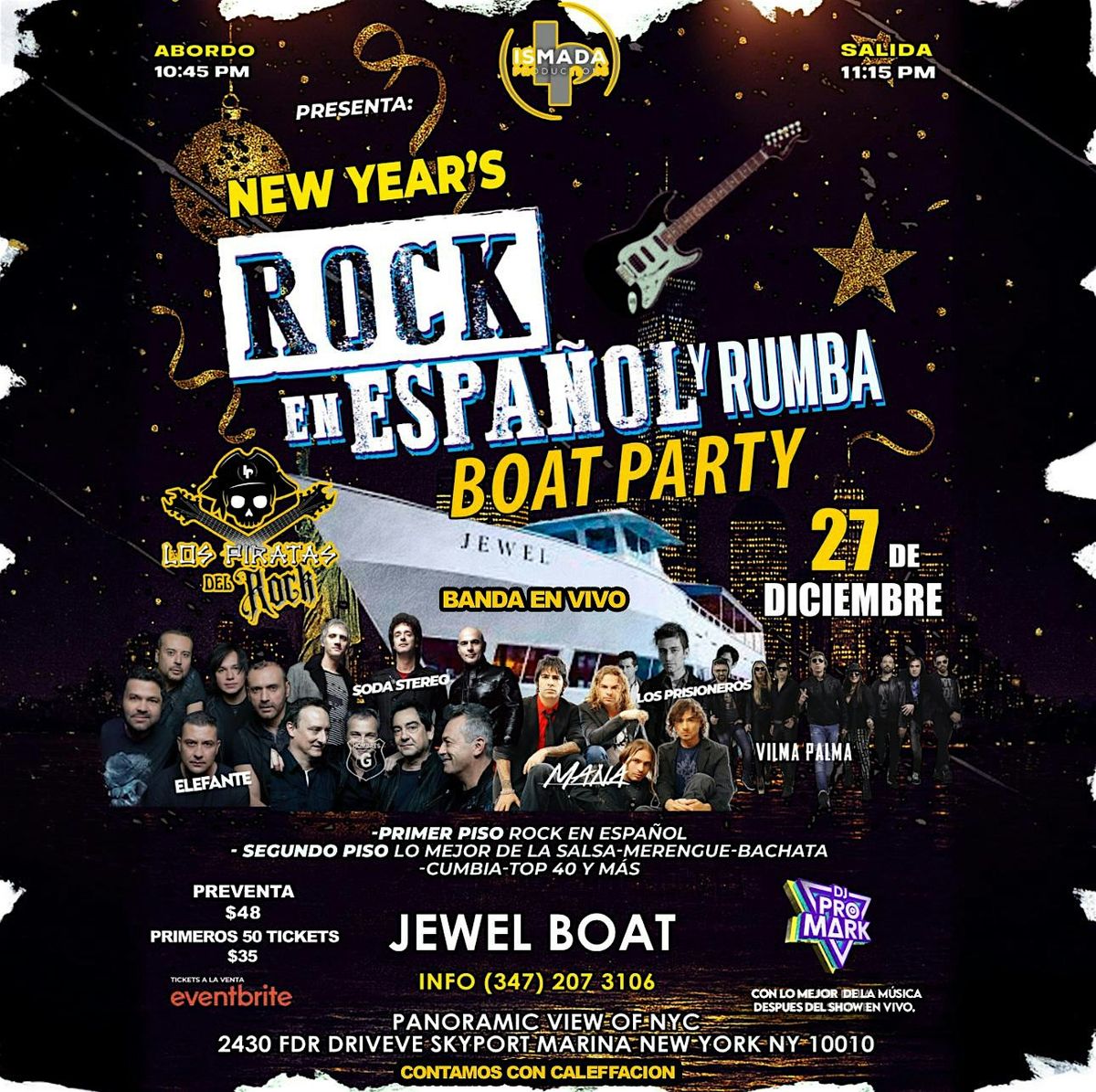 Fin de a\u00f1o con Rock en Espanol y rumba boat party