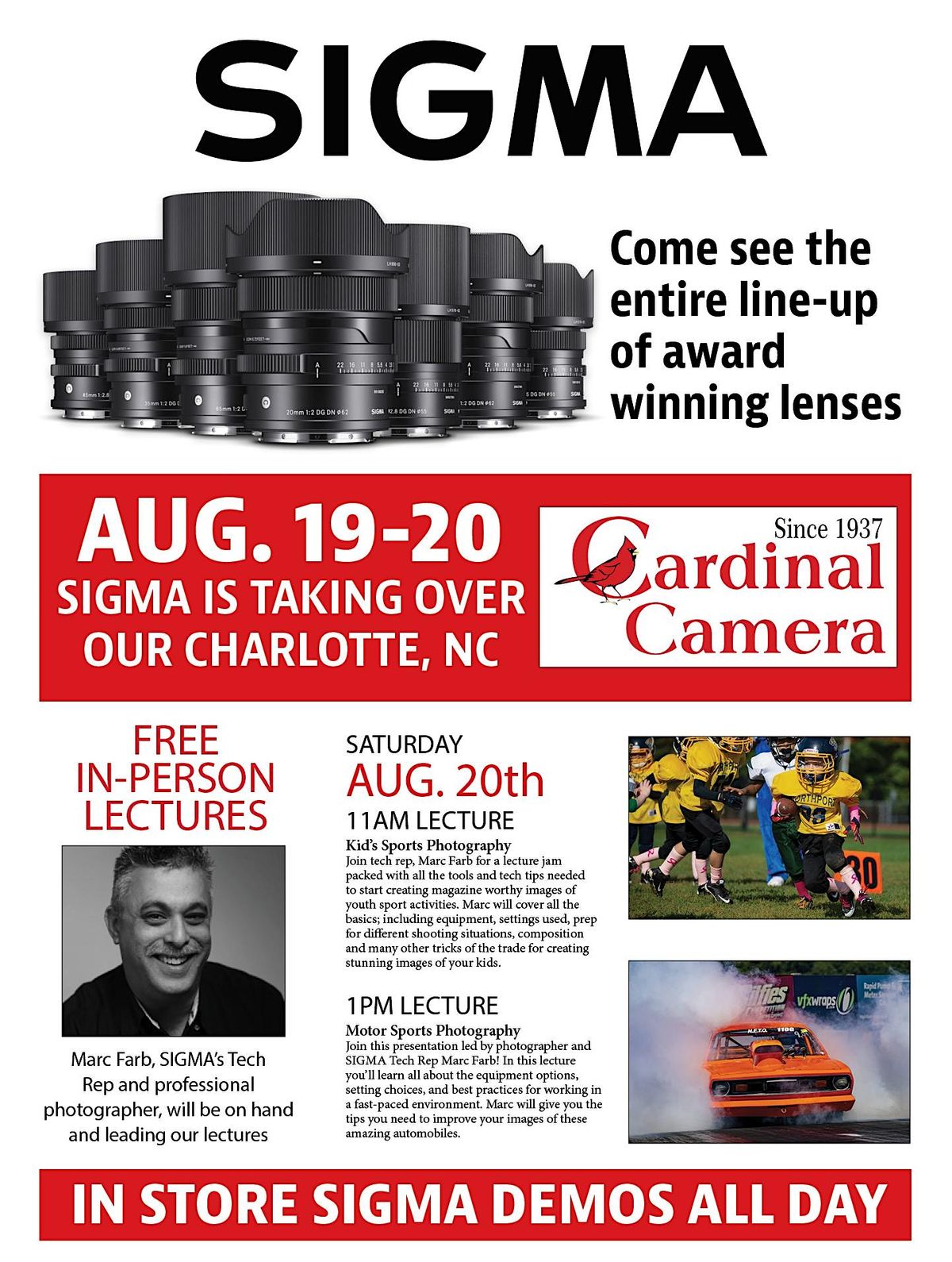 Free Sigma Classes at Cardinal Camera