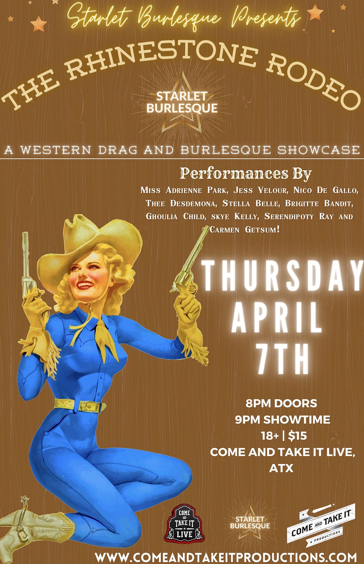 The Rhinestone Rodeo, A western Drag and Burlesque Showcase, Come and