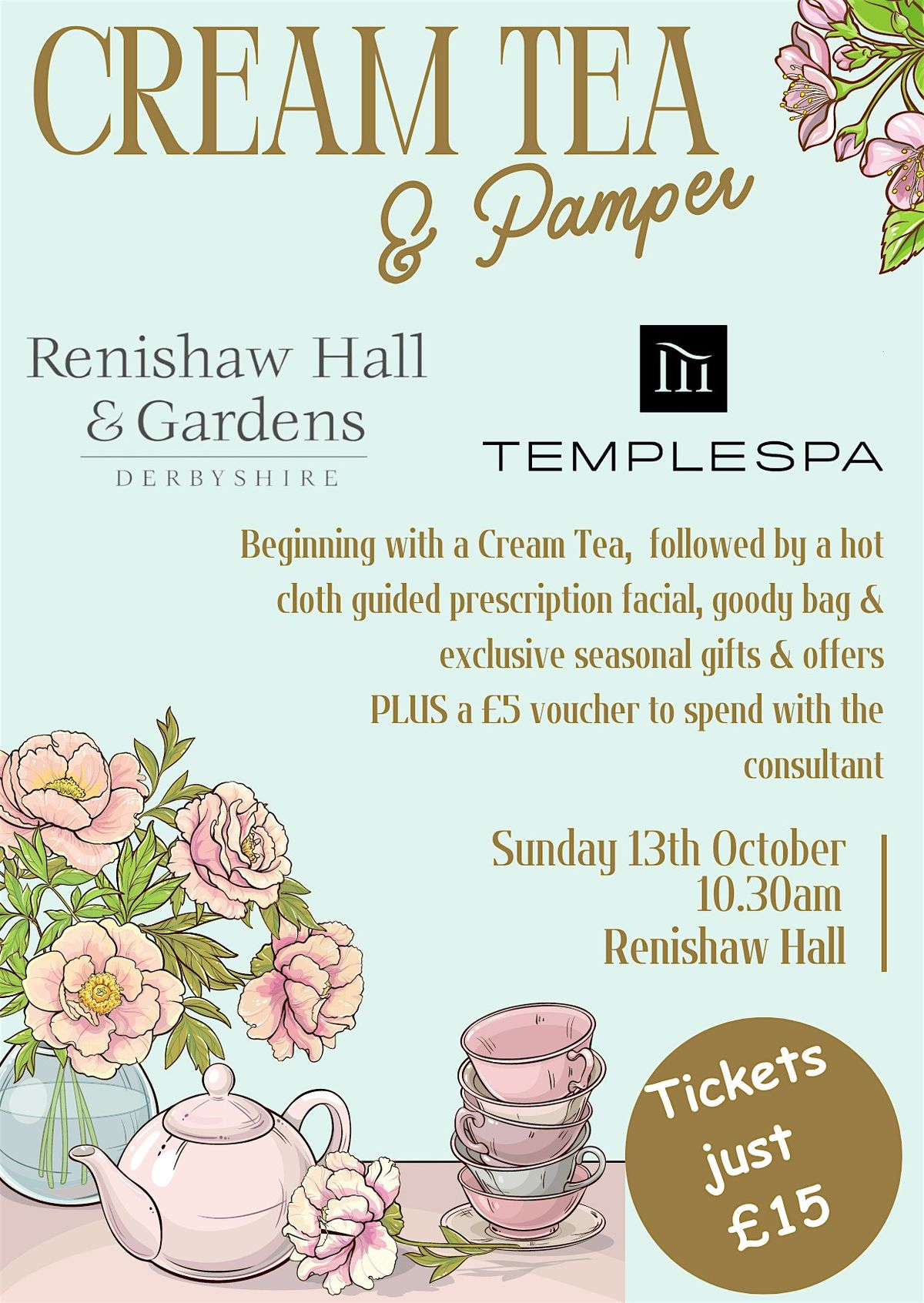 Renishaw Hall 10.30am Cream tea & Pamper