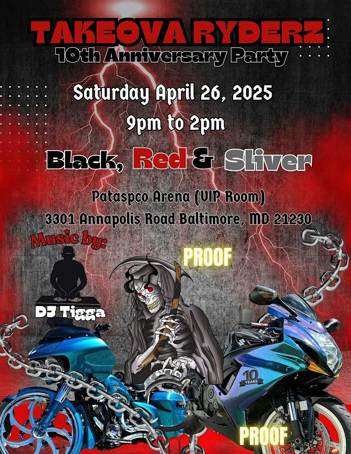 TakeOva Ryderz M.C. "Black, Red & Silver Affair" 10th Anniversary Weekend