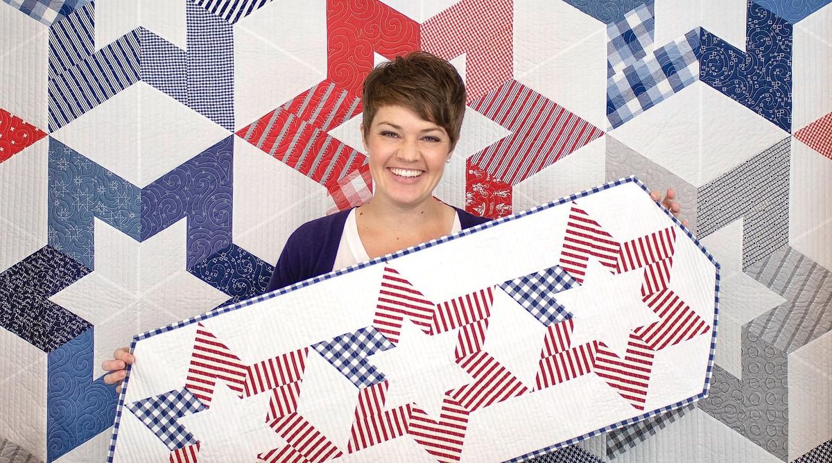 Patriotic Hollow Star Table Runner w\/ Marie - by Krista Moser of The Quilted Life