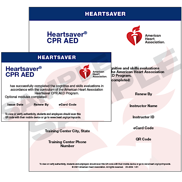 Heartsaver CPR AED eCards - LHN CPR Instructors only