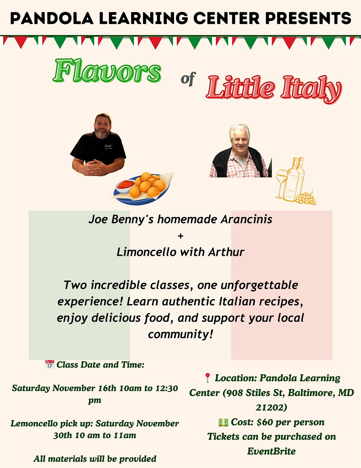 Flavors of Little Italy- Arancini & Lemoncello Class