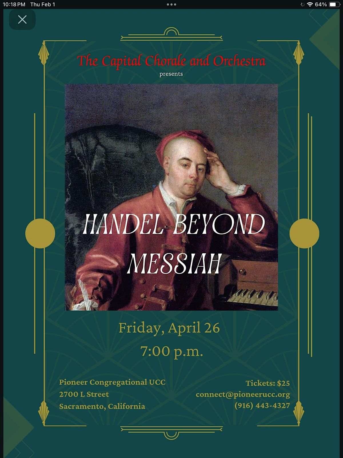 Capital Chorale and Orchestra Presents: Handel Beyond Messiah
