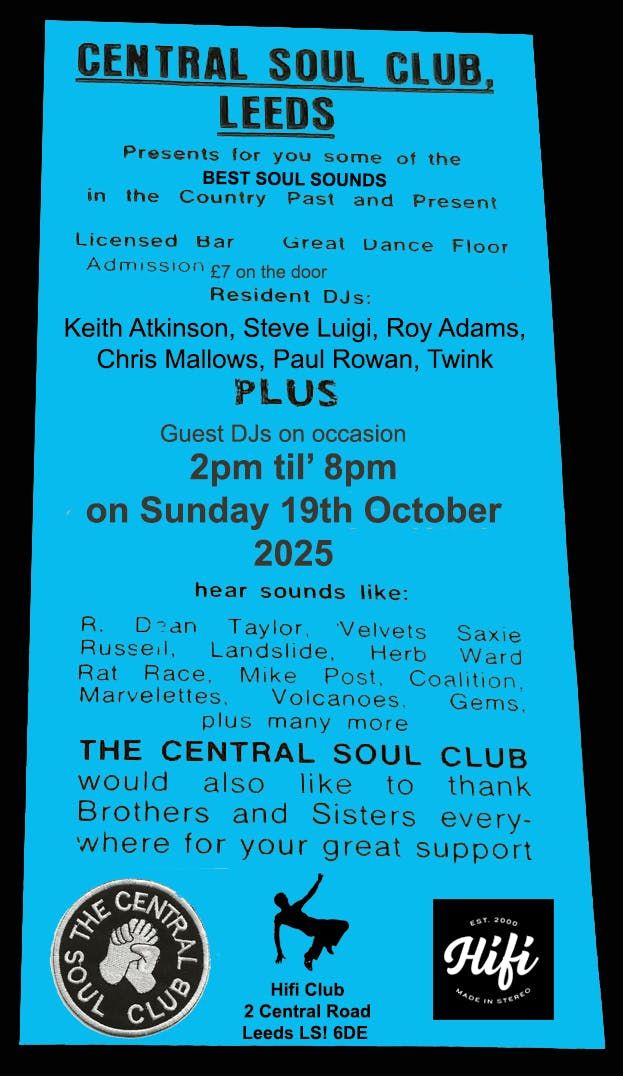The Leeds Central Soul Club Northern Soul Alldayer