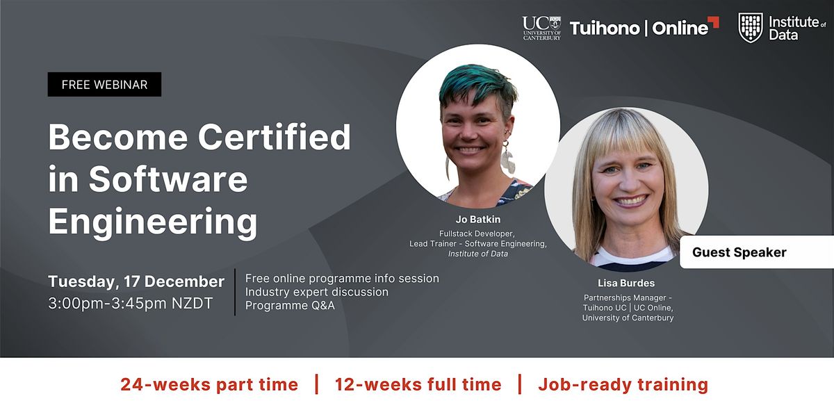 Webinar - UC Online Software Engineering Programme: December 17, 3pm