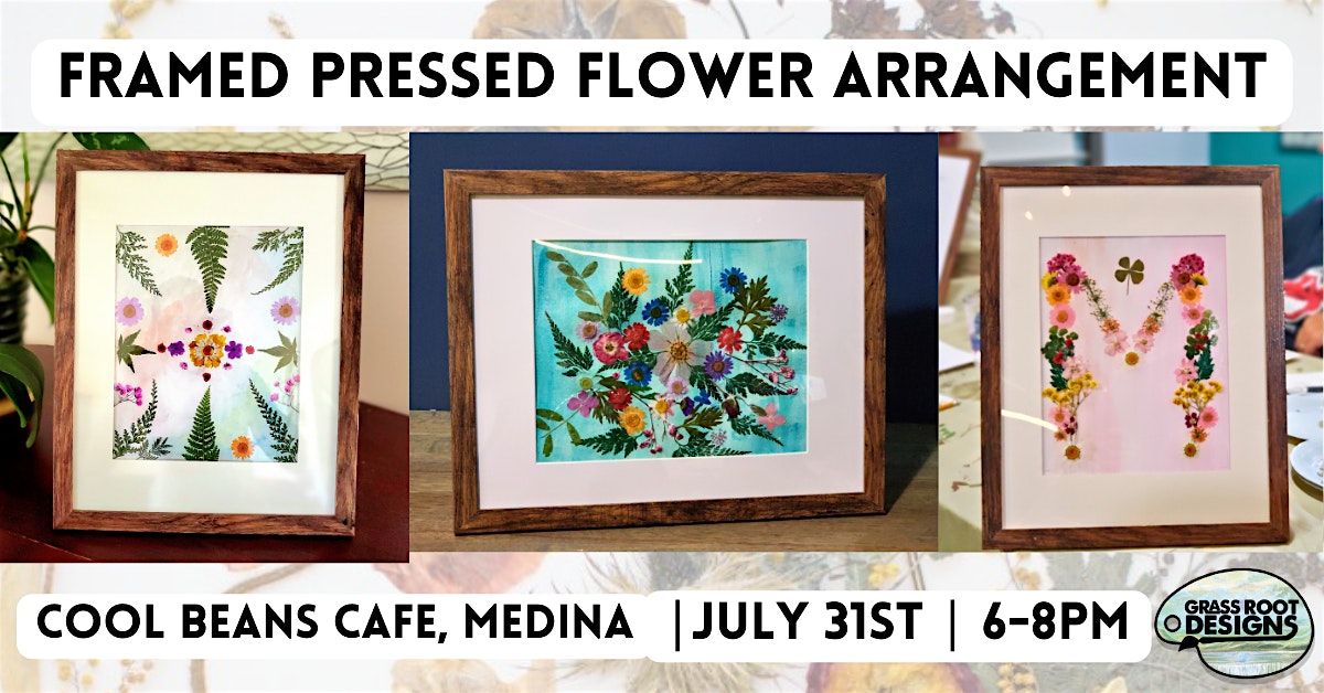 Framed Pressed Flower Arrangement | Cool Beans Cafe Medina
