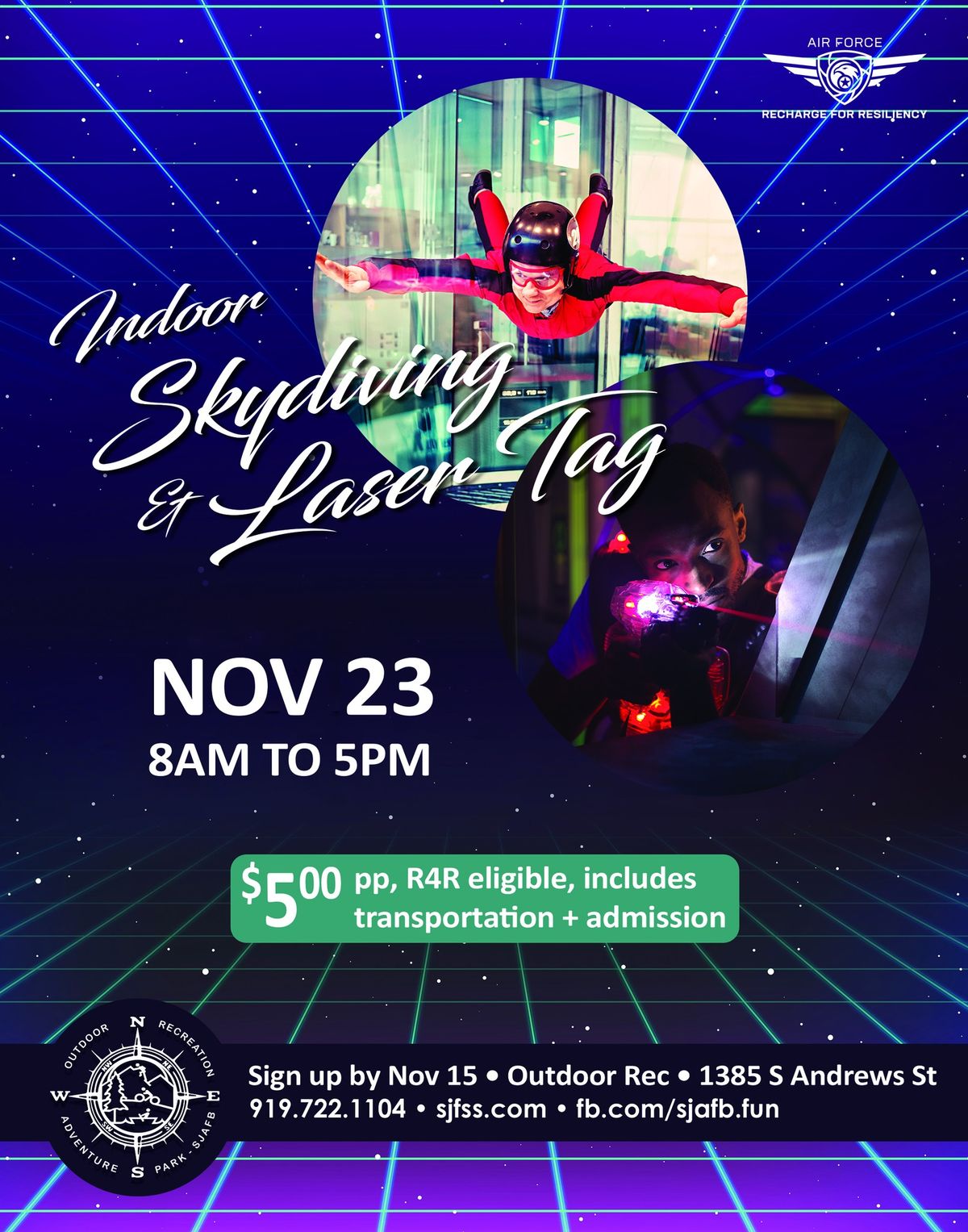 R4R Indoor Skydiving & Laser Tag (Base Access Only)